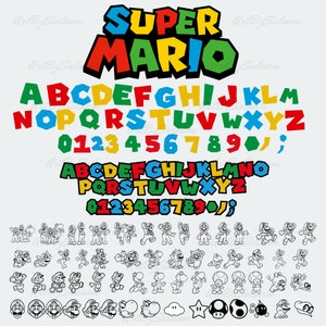 Paquete Super Mario SVG para Cricut y Sublimación, Mario Cut Files, Mario Clipart, Super Mario Font, Mario PNG imagen 4