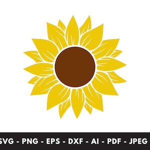 Girasol SVG, Flor Svg, Descarga digital, Imágenes Prediseñadas, Girasol angustiado, Archivo Svg Cricut, Png, Dxf,Eps, Silueta, Cameo