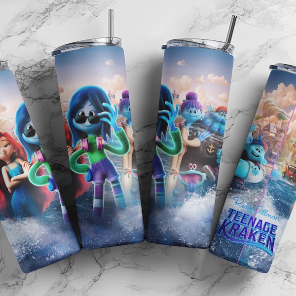 Ruby Gillman Teenage Kraken - 20 oz Skinny Tumbler Sublimation Wrap Design for Straight Tumbler, PNG File, Digital