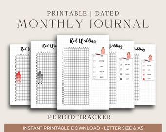 Period Tracker - A5 Journal Page - Printable Monthly Tracker - Ovulation Tracker - Menstrual Cycle Log - Period Log - Fertility Log