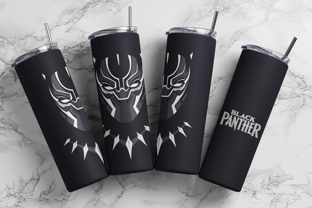 Black Panther Tumbler Wrap - 20 Oz Skinny Tumbler Sublimation Wrap Design For Straight Tumbler, Png File, Digital Bespoketshirt Collections