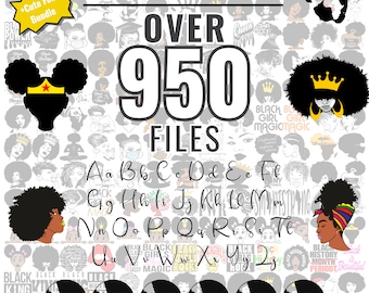 Afro Woman SVG Bundle for Cricut and Sublimation, Afro Woman Cut Files, Woman Clipart, Font Bundle, Afro Woman PNG