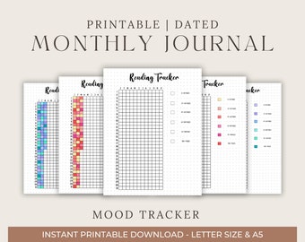 Daily Reading Tracker - A5 Journal Page - Printable Monthly Tracker - Daily Reading Log - Planner Reading Tracker - Daily Habit Tracker