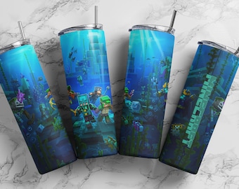 Gaming Tumbler Wrap - Water 20 oz Skinny Tumbler Sublimation Wrap Design for Straight Tumbler, PNG File, Digital