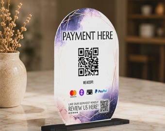 Customizable Rounded Acrylic Table Sign, Oval QR Code Display, Modern Event Decor