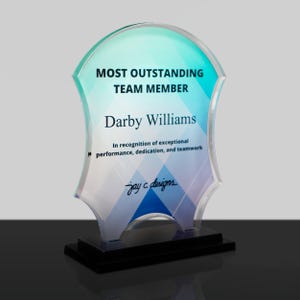 Acrylic Glass Trophy – Personalized Award for Employees or Teams, Custom Engraved with Your Message
