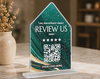 Custom Pointed Arch Acrylic Table Sign, Personalized Logo QR Code Display, Wedding Event Decor