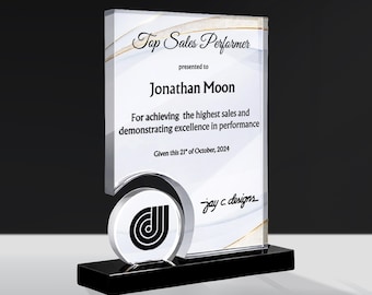 Custom Logo Acrylic Award | Corporate Trophy | Business Recognition | Executive Gift | Client Appreciation | Office Display