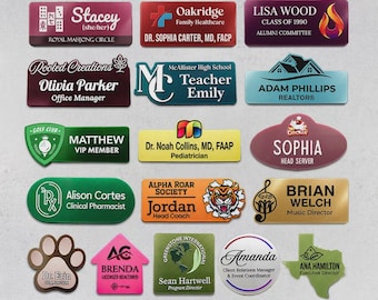 Metallic Acrylic Name Tag | Custom Business Badge with Magnetic Pin | Customized Professional Logo Nametag