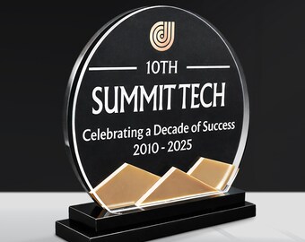 Custom Acrylic Award Plaque | Anniversary, Corporate Recognition, Desk Trophy