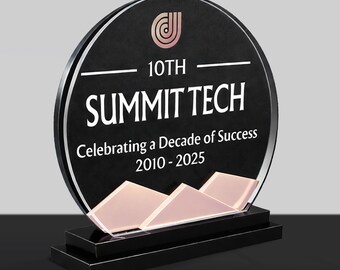 Personalized Event Gift | Custom Corporate Presents | Acrylic Award for Employee Appreciation | Metallic Brushed Trophy