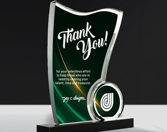 Custom Acrylic Award | Logo Engraved Trophy | Corporate Gift | Client Recognition | Executive Appreciation