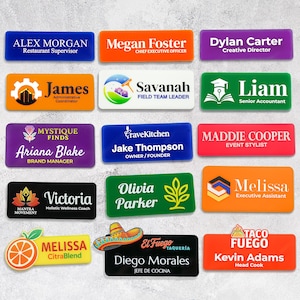 Personalized Custom Shaped Name tags | Name badges with Magnetic pin | Custom Office Nametag Business Nametags with Logo