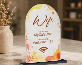 Custom Arch Acrylic Table Sign, Personalized QR Code Display, Event Decor