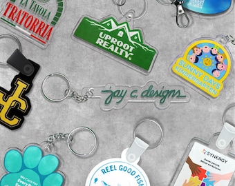 Custom Acrylic Keychain, Personalized Logo Bag Tag, Any Shape Key Chain, Business Giveaway, Clear White Black Favors