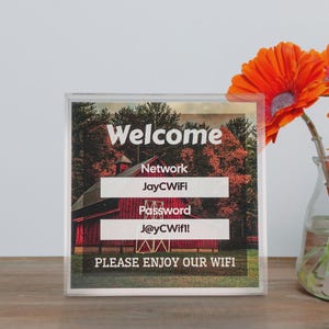 Scan & Connect WiFi Block | Custom Acrylic QR Code Entrance Table Sign | Guest Internet Access Display | Home or Business WiFi Table Decor