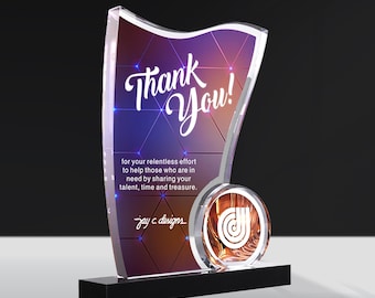 Acrylic Trophy Personalized – Custom Recognition Award – Corporate Employee Appreciation Plaque – Modern Business Award