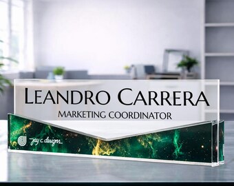 Personalized Name Plate for Work | Custom Office Desk Decor | Name Sign With Logo