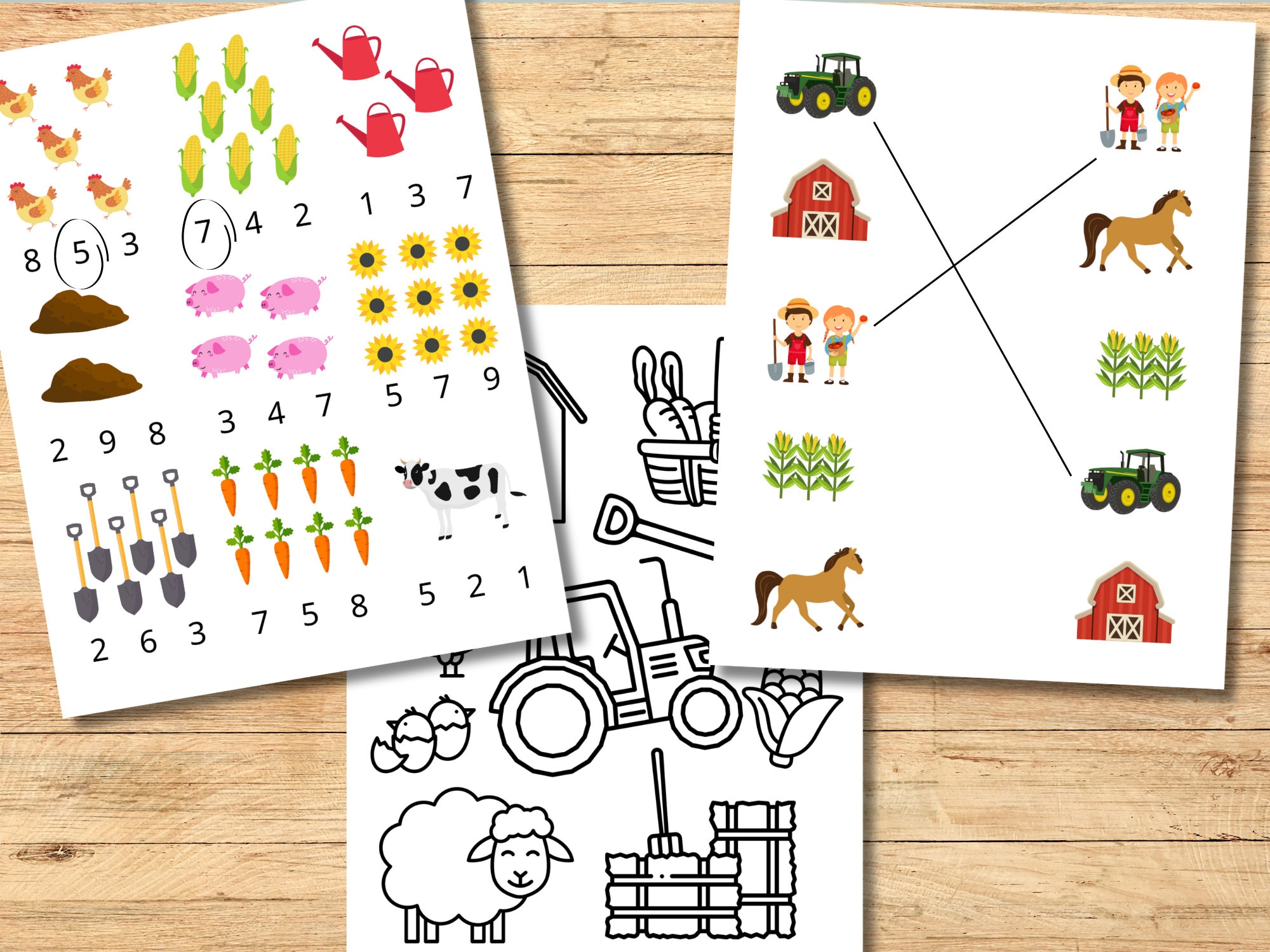Farm Activity Pages Toddler Printable Activity Farm Coloring - Etsy