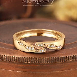 14k Gold Open Twist Diamond Band, Delicate Micro Pave Diamond Ring for Women, Unique Stackable Anniversary Ring, Minimalist Bridal Jewelry