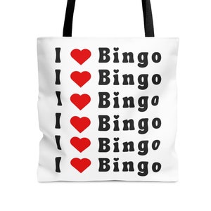 Bingo Canvas Tote Bag, Women Love Bingo Bag, Shoulder Purse, All Occasion Use, Shopping Bag, Supply Tote, Fun Bingo Gifts for Players