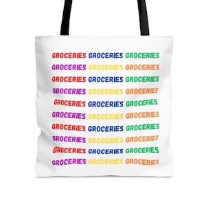 Groceries Tote Bag, Eco-Friendly Grocery Shopping Bag, Shoulder Purse, Reusable Canvas Tote, Gift for Environmentalist, Gift for Dad Mom