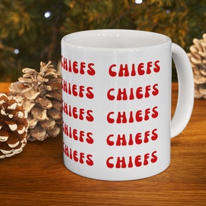 Chiefs 11 oz Ceramic Mug, White Coffee Cup, Sports Teams, Police and Fire, Retro Design, Simple Aesthetic, Gift Idea