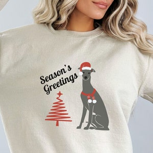 Greyhound Christmas Sweatshirt for Women, Greyhound Sweater for Dog Mom, Puppy Holiday Shirt, Animal Clothing, Greyhound Gift for Dog Owner
