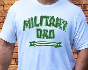 Military Dad T-Shirt, Soldier Father T-Shirt, Trendy Distressed Text, Proud Army Dad Shirt, Family Military Tee, Military Dad Gifts for Dad