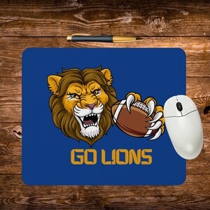 Lions Mousepad, Lions Football Mouse Mat, Sports Teams, Circular Rectangular Mouse Pad, Computer Desk Decor, Gift for Student