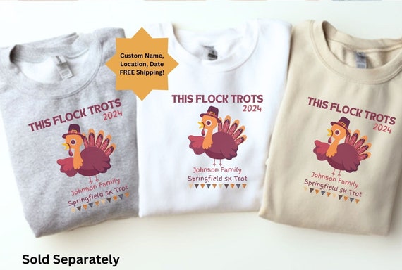 Thanksgiving Turkey Trot Shirt, Personalized Turkey Trot 5K Race Sweatshirt, Matching Team Sweaters, Fun Run, Friendsgiving Runner Top