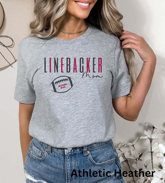 Custom Linebacker Mom T-Shirt, Football Mama TShirt, School Spirit Shirt, Personalized Name Number, Sports Clothing, Football Gift for Mom