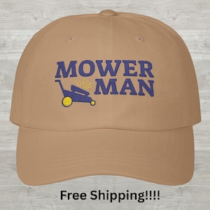 Funny Mowing Hat Landscapers, Dad Baseball Cap, Yard Work Hat, Lawn Service Cap, Yard Maintenance Hat. Embroidered Lawn Mower, Gift for Dad