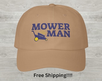 Funny Mowing Hat Landscapers, Dad Baseball Cap, Yard Work Hat, Lawn Service Cap, Yard Maintenance Hat. Embroidered Lawn Mower, Gift for Dad