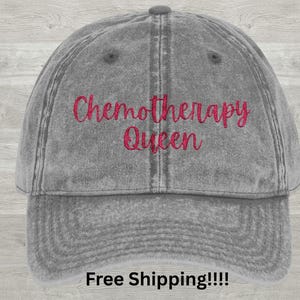 Funny Embroidered Chemotherapy Hat, Cancer Patient Hat, Chemo Cap, Breast Cancer Cap, Distressed Unstructured Cap, Gift for Cancer Patient