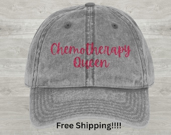 Funny Embroidered Chemotherapy Hat, Cancer Patient Hat, Chemo Cap, Breast Cancer Cap, Distressed Unstructured Cap, Gift for Cancer Patient