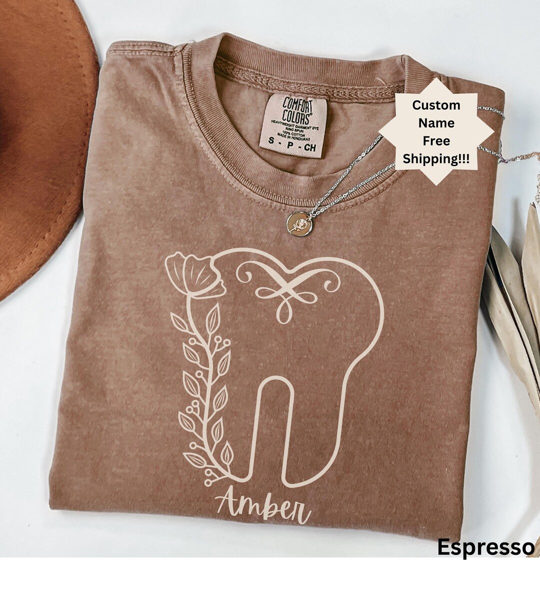 Custom Dental Shirt With Floral Tooth Design, Comfort Colors Dentist T ...