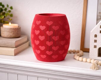 3D Printed Heart Vase | Valentine Home Decor | Modern Red Vase | Heart Pattern Vase | Gift for Valentine’s Day