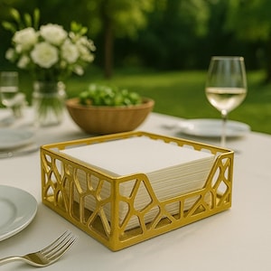 Modern Napkin Holder – Elegant White Tabletop Dispenser, Geometric Design for Dining & Parties