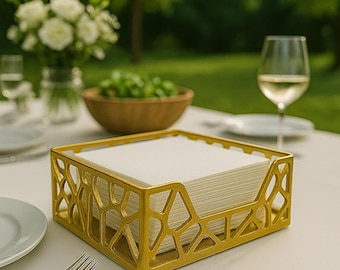 Modern Napkin Holder – Elegant White Tabletop Dispenser, Geometric Design for Dining & Parties