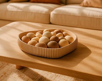 Modern Decorative Bowl – Ribbed Centerpiece for Coffee Table, Dining, or Entryway