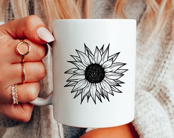 Sunflower - Sunflower Mug, Floral Tee Mug, Sunflower Mugs, Garden Mug, Womens Fall Mug, America Sunflower Mug, Shirt for Women, Mug For Gift