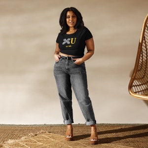 XU Est. 1925 Damen Crop T-Shirt - Schwarz