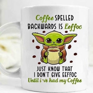 Starwars Baby Yoda Grogu White Coffee Mug “But First, Sippy Sip” Cute  Office Cup