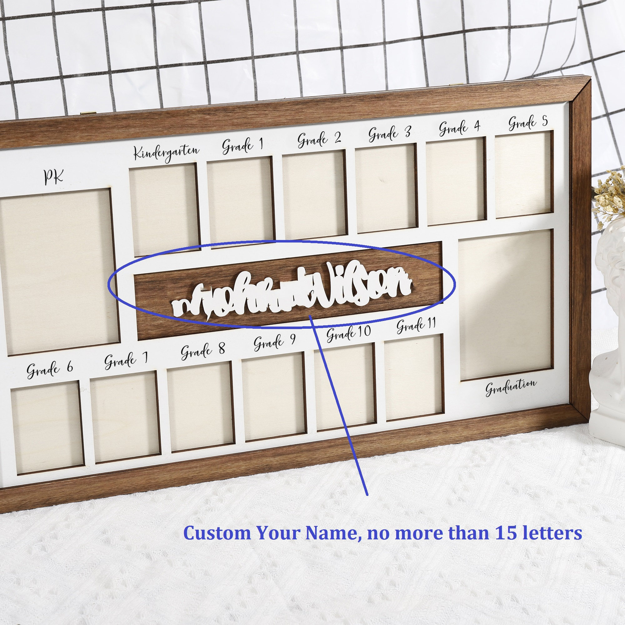 Custom School Years Photo Frame , Personalized Pre K to Graduation