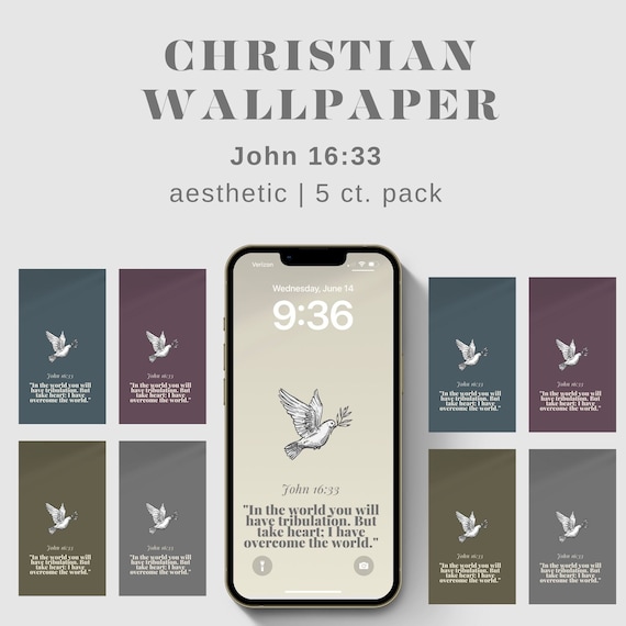 John 16:33 iPhone Wallpaper – Christian Bible Verse Phone Background – Minimalist Faith Digital Download