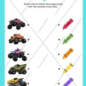 Monster Truck Learning Worksheets | Preschool, Kindergarten ABCs, Counting (PDF Download) image 14
