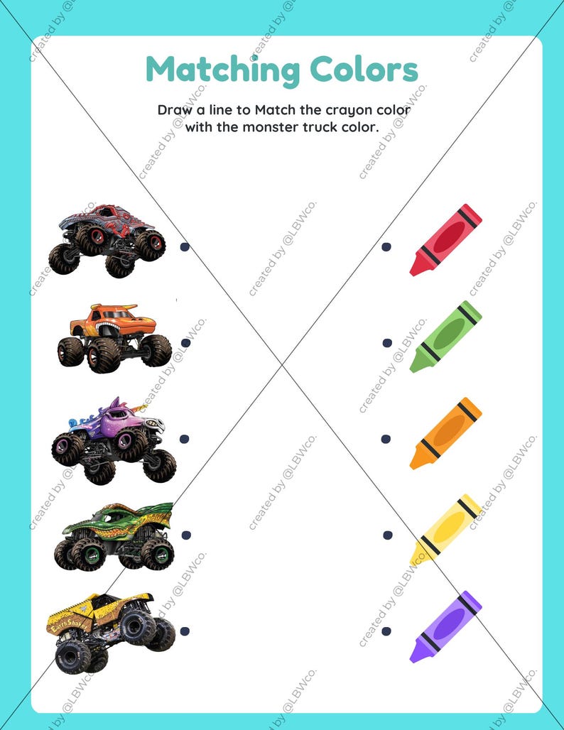 Monster Truck Learning Worksheets | Preschool, Kindergarten ABCs, Counting (PDF Download) image 14