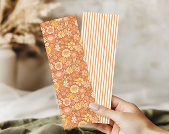 Floral & Striped Orange Laminated Bookmark Set