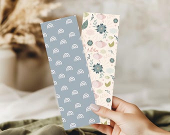 Boho Laminated Bookmark Set: Floral & Rainbow Designs